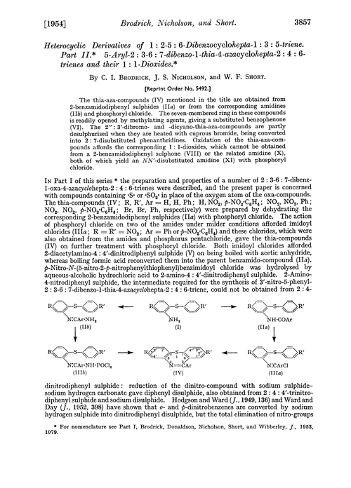 Heterocyclic derivatives of 1 : 2-5 : 6-dibenzocyclohepta-1 : 3 : 5-triene. Part II. 5-Aryl-2 : 3-6 : 7-dibenzo-1-thia-4-azacyclohepta-2 : 4 : 6-trienes and their 1 : 1-dioxides