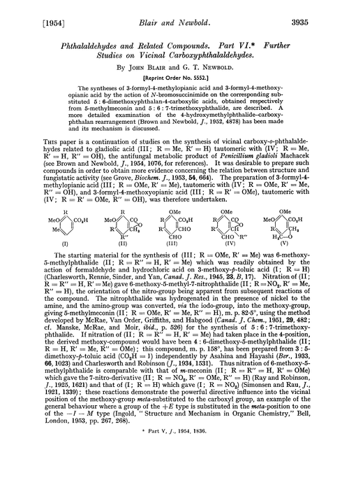 Phthalaldehydes and related compounds. Part VI. Further studies on vicinal carboxyphthalaldehydes