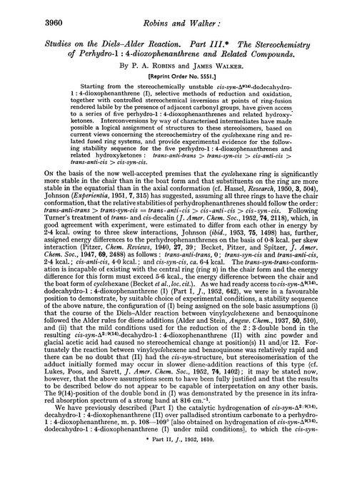 Studies on the Diels–Alder reaction. Part III. The stereochemistry of perhydro-1 : 4-dioxophenanthrene and related compounds