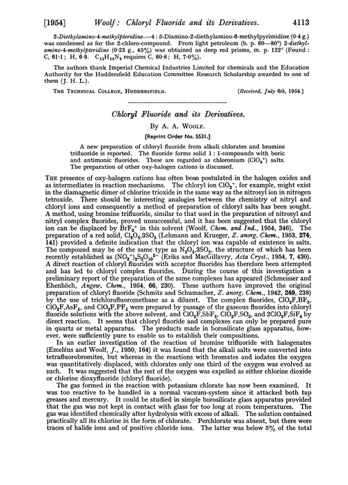 Chloryl fluoride and its derivatives