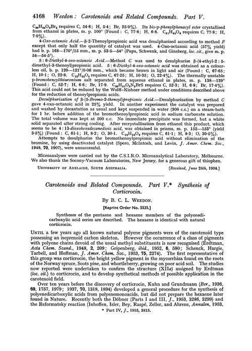 Carotenoids and related compounds. Part V. Synthesis of corticrocin