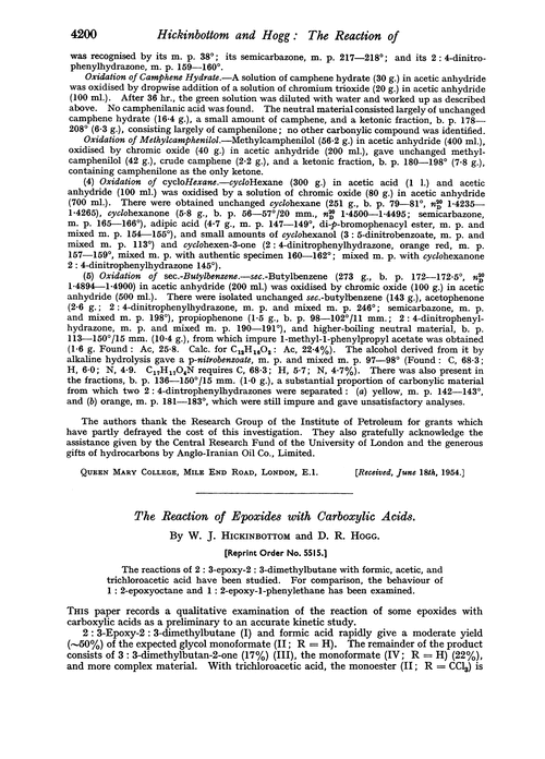 The reaction of epoxides with carboxylic acids