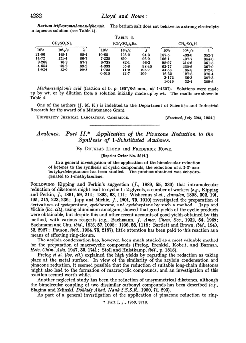 Azulenes. Part II. Application of the pinacone reduction to the synthesis of 1-substituted azulenes