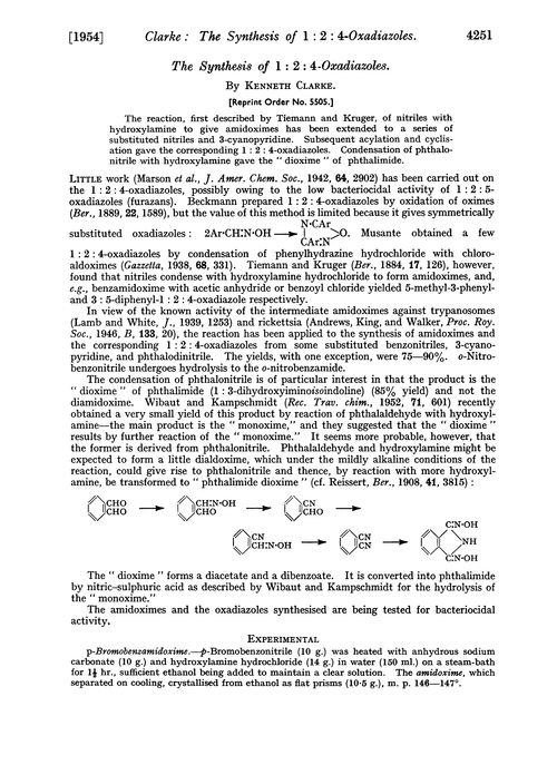 The synthesis of 1 : 2 : 4-oxadiazoles