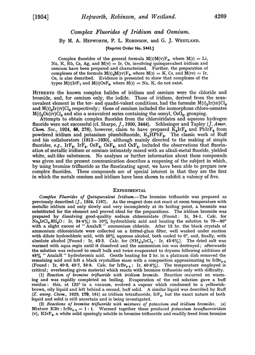Complex fluorides of iridium and osmium