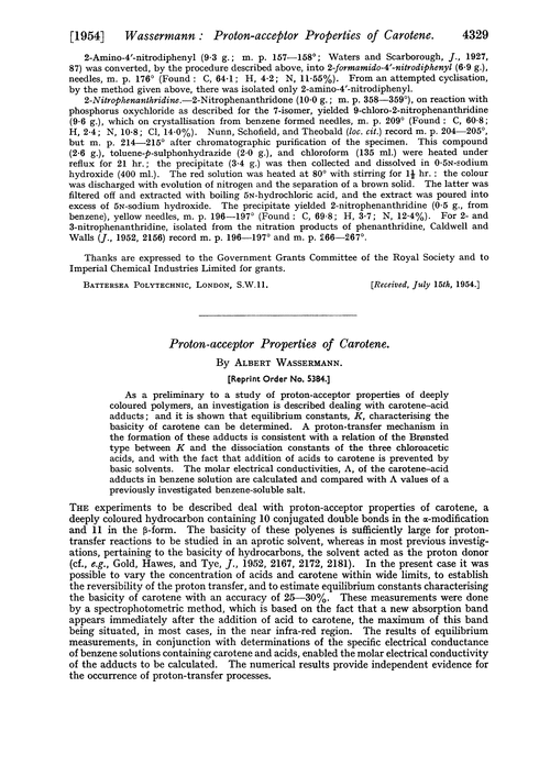 Proton-acceptor properties of carotene