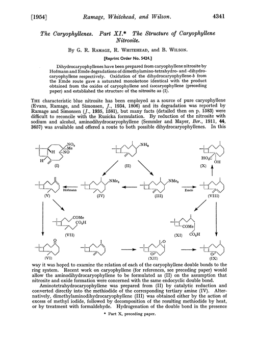 The caryophyllenes. Part XI. The structure of caryophyllene nitrosite