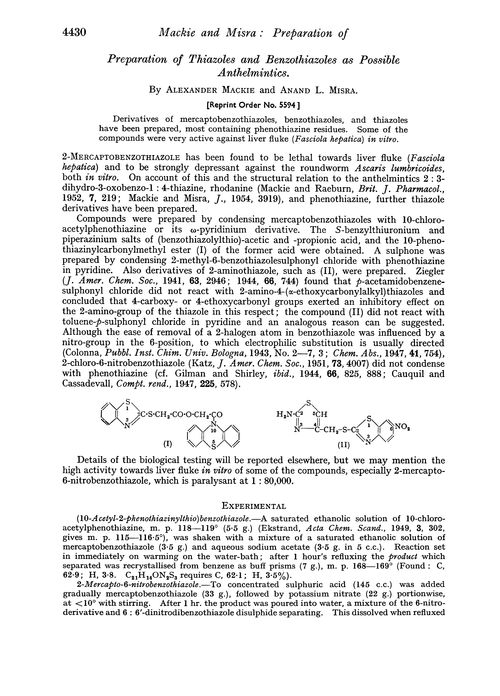 Preparation of thiazoles and benzothiazoles as possible anthelmintics