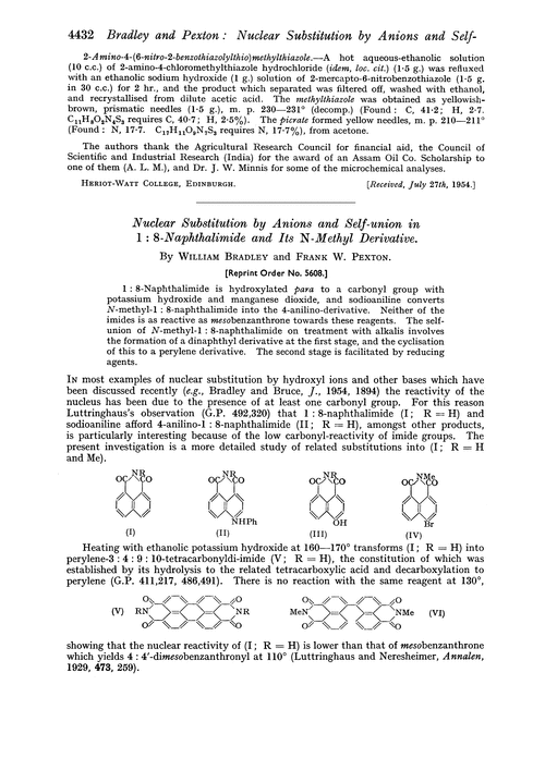 Nuclear substitution by anions and self-union in 1 : 8-naphthalimide and its N-methyl derivative