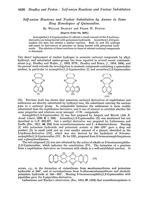 Self-union reactions and nuclear substitution by anions in some ring homologues of quinoxaline