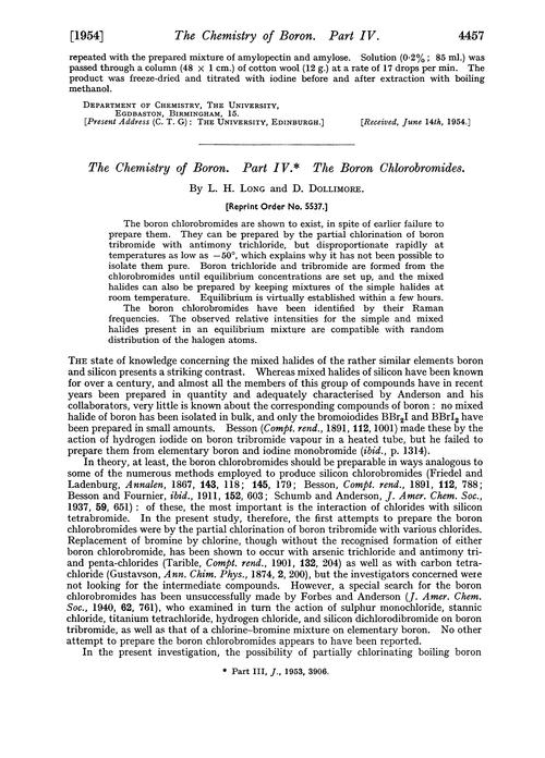 The chemistry of boron. Part IV. The boron chlorobromides