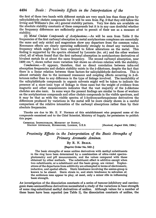 Proximity effects in the interpretation of the basic strengths of primary aromatic amines