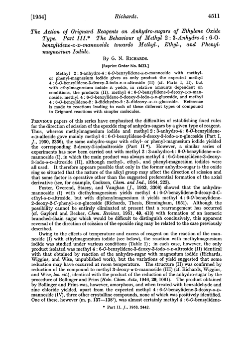 The action of Grignard reagents on anhydro-sugars of ethylene oxide type. Part III. The behaviour of methyl 2 : 3-anhydro-4 : 6-O-benzylidene-α-D-mannoside towards methyl-, ethyl-, and phenyl-magnesium iodide