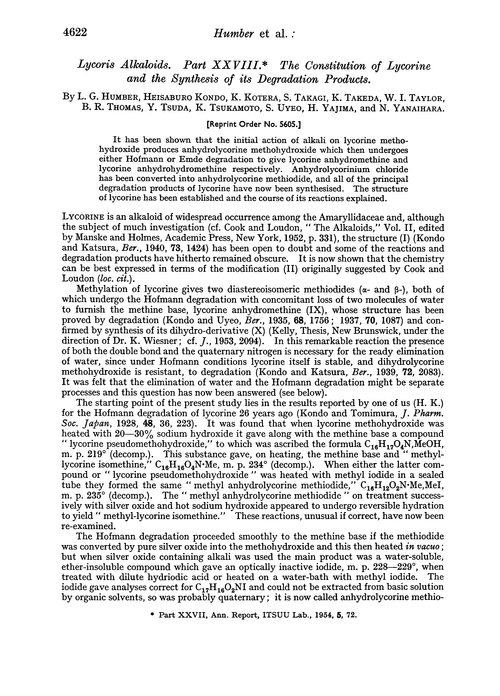 Lycoris alkaloids. Part XXVIII. The constitution of lycorine and the synthesis of its degradation products