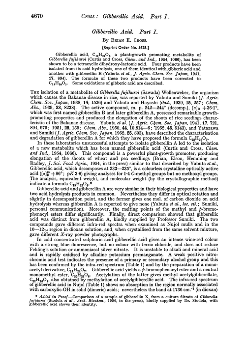 Gibberellic acid. Part I