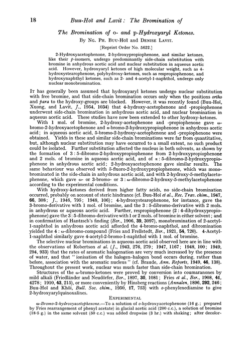 The bromination of o- and p-hydroxyaryl ketones