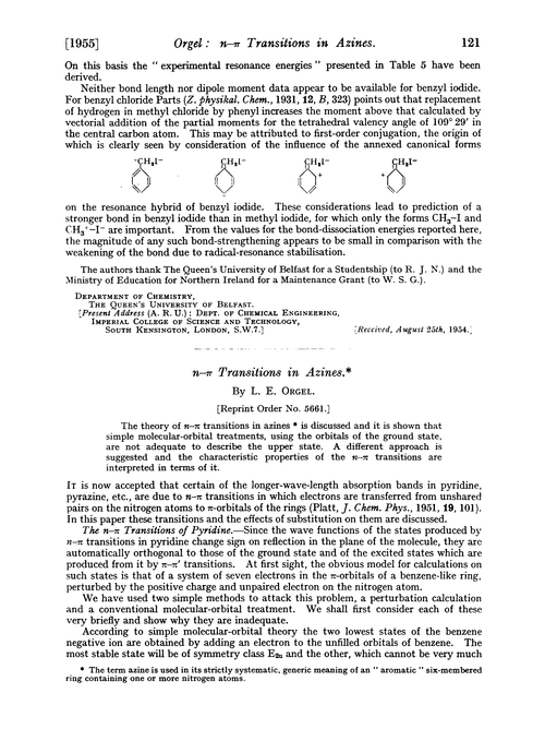 n–π Transitions in azines