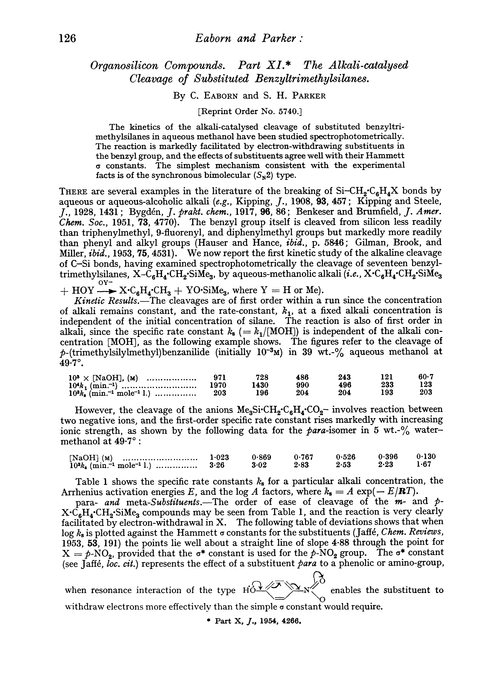 Organosilicon compounds. Part XI. The alkali-catalysed cleavage of substitute benzyltrimethylsilanes