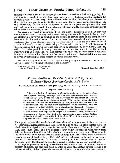 Further studies on unstable optical activity in the N-benzoyldiphenylaminecarboxylic acid series