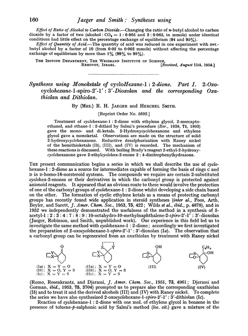 Syntheses using monoketals of cyclohexane-1: 2-dione. Part I. 2-Oxocyclohexane-1-spiro-2′-1′: 3′-dioxolan and the corresponding oxathiolan and dithiolan