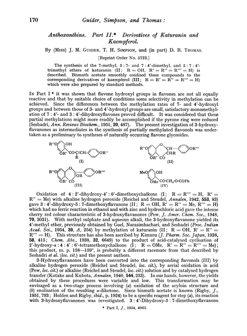 Anthoxanthins. Part II. Derivatives of katuranin and kaempferol