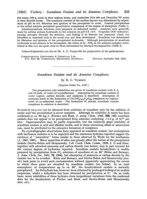 Scandium oxalate and its ammine complexes