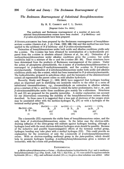 The Beckmann rearrangement of substituted benzylideneacetone oximes