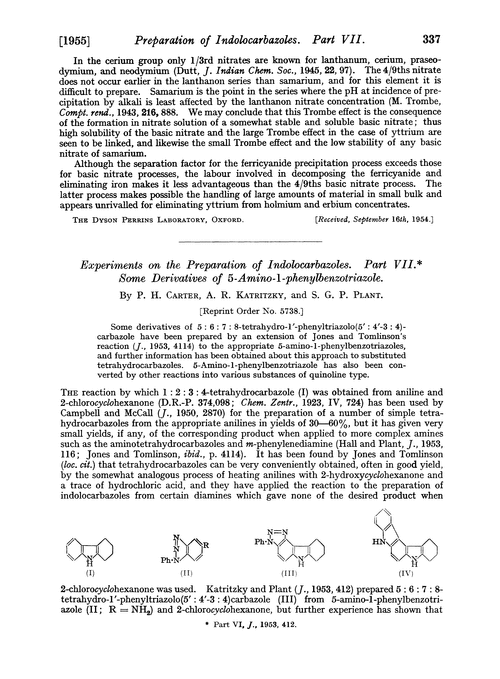 Experiments on the preparation of indolocarbazoles. Part VII. Some derivatives of 5-amino-1-phenylbenzotriazole