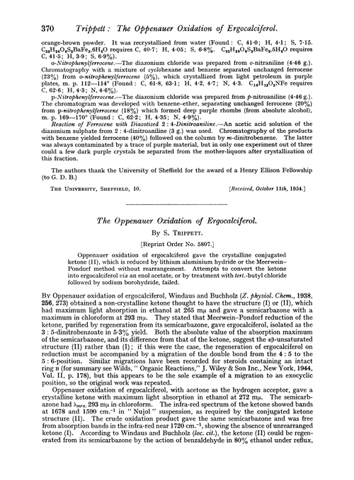 The oppenauer oxidation of ergocalciferol