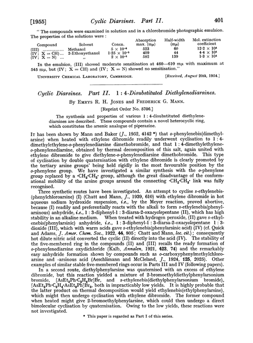 Cyclic diarsines. Part II. 1:4-Disubstituted diethylenediarsines