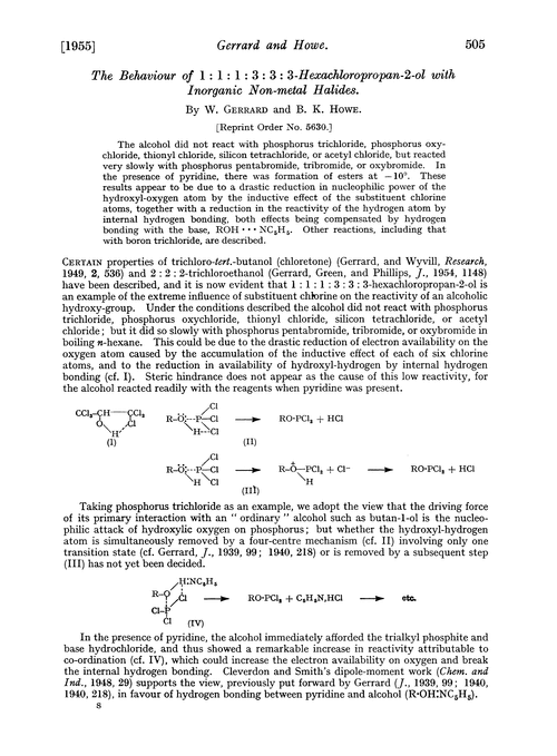 The behaviour of 1: 1: 1: 3: 3: 3-hexachloropropan-2-ol with inorganic non-metal halides