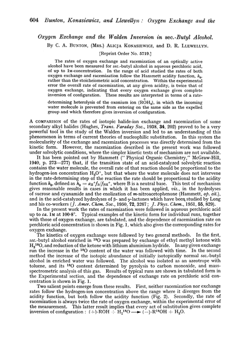 Oxygen exchange and the walden inversion in sec.-butyl alcohol