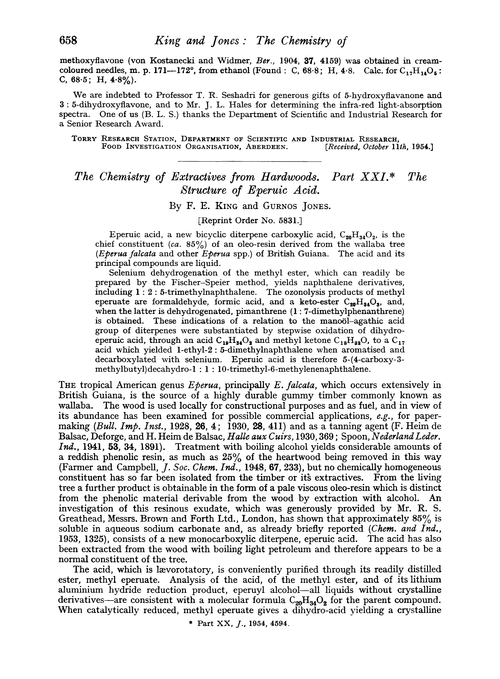 The chemistry of extractives from hardwoods. Part XXI. The structure of eperuic acid