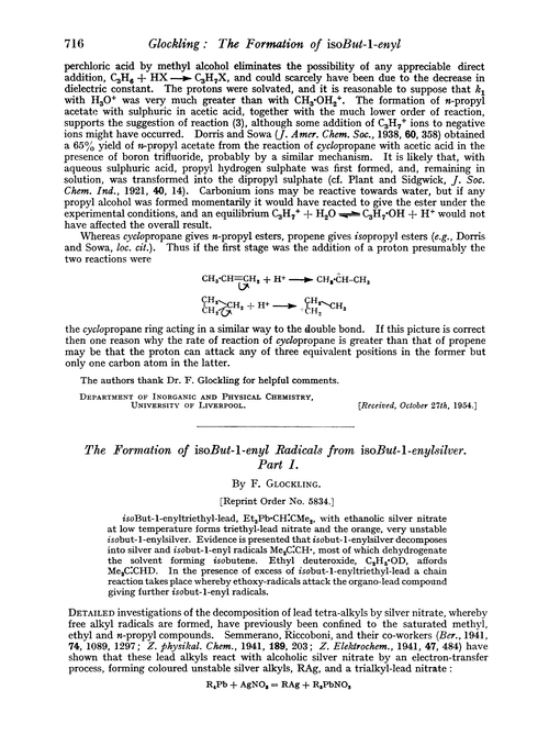 The formation of isobut-1-enyl radicals from isobut-1-enylsilver. Part I