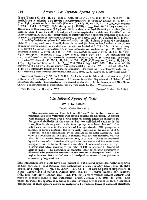 The infrared spectra of coals