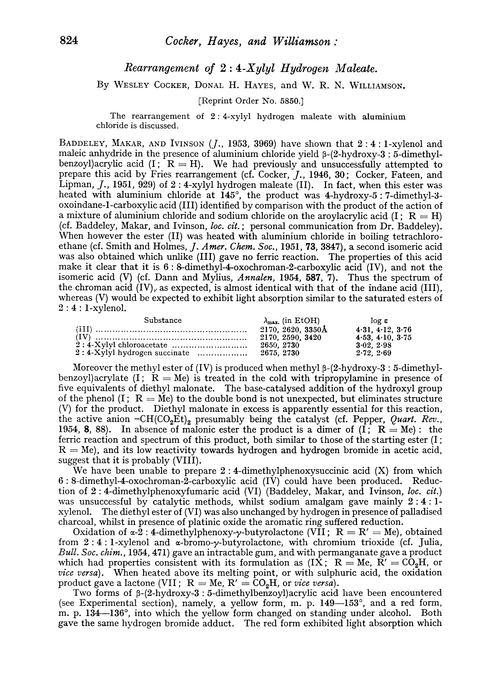 Rearrangement of 2: 4-xylyl hydrogen maleate
