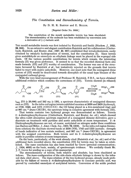 The constitution and stereochemistry of terrein