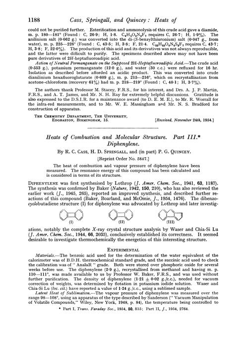Heats of combustion and molecular structure. Part III. Diphenylene