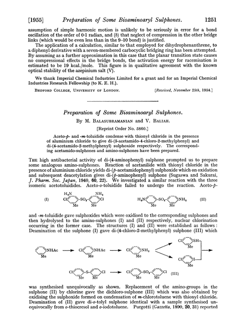 Preparation of some bisaminoaryl sulphones