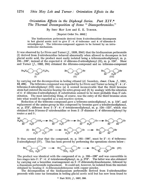 Orientation effects in the diphenyl series. Part XIV. The thermal decomposition of some “diazoperbromides”