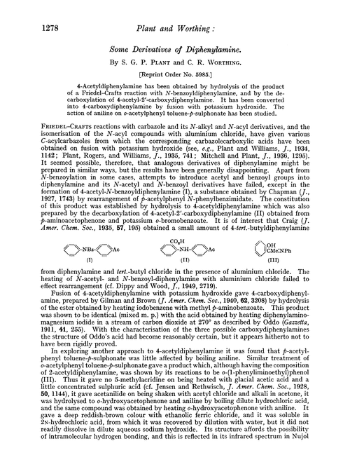Some derivatives of diphenylamine