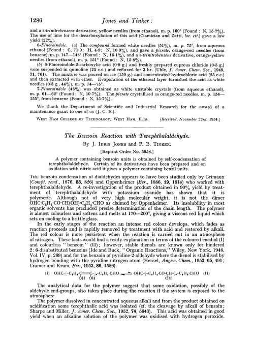 The benzoin reaction with terephthalaldehyde