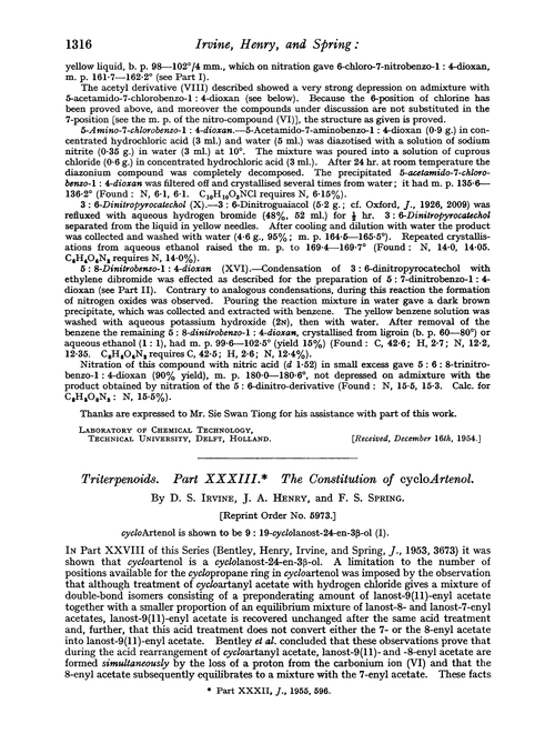 Triterpenoids. Part XXXIII. The constitution of cycloartenol