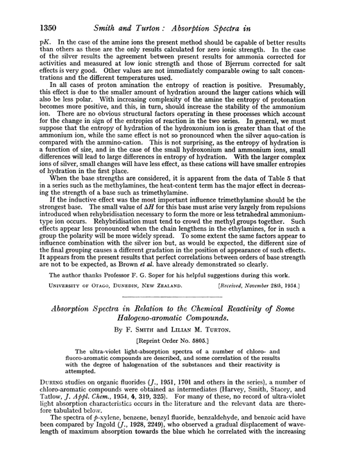 Absorption spectra in relation to the chemical reactivity of some halogeno-aromatic compounds