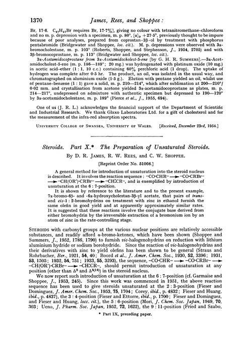 Steroids. Part X. The preparation of unsaturated steroids