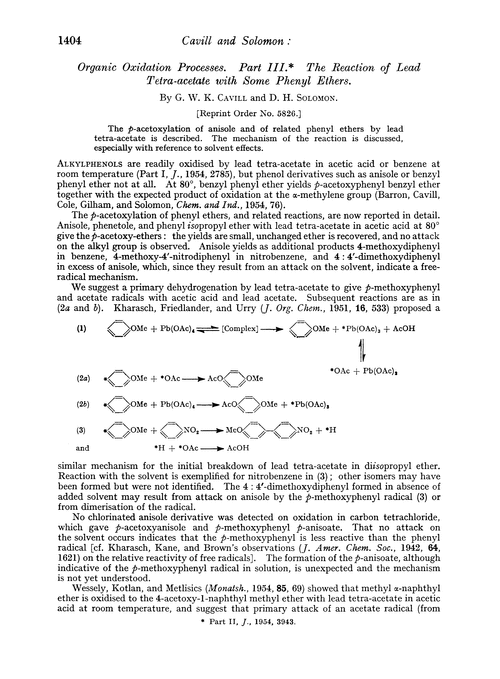 Organic oxidation processes. Part III. The reaction of lead tetra-acetate with some phenyl ethers