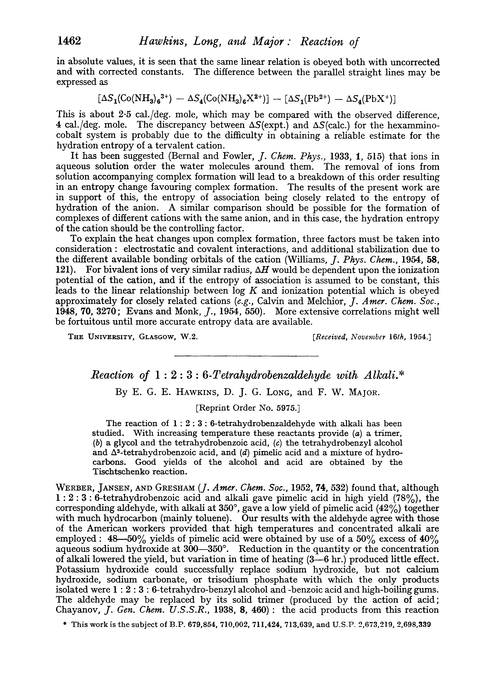 Reaction of 1 : 2 : 3 : 6-tetrahydrobenzaldehyde with alkali