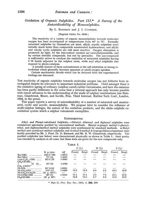 Oxidation of organic sulphides. Part III. A survey of the autoxidizability of monosulphides
