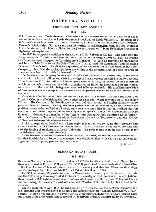 Obituary notices: Frederic Leathley Goodall, 1902–1954; Bernard Mouat Jones, 1882–1953; Harry Gordon Reeves, 1896–1952