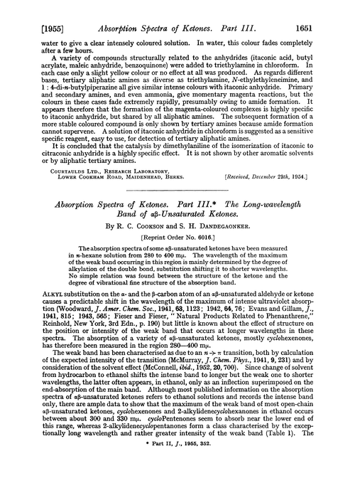 Absorption spectra of ketones. Part III. The long-wavelength band of αβ-unsaturated ketones